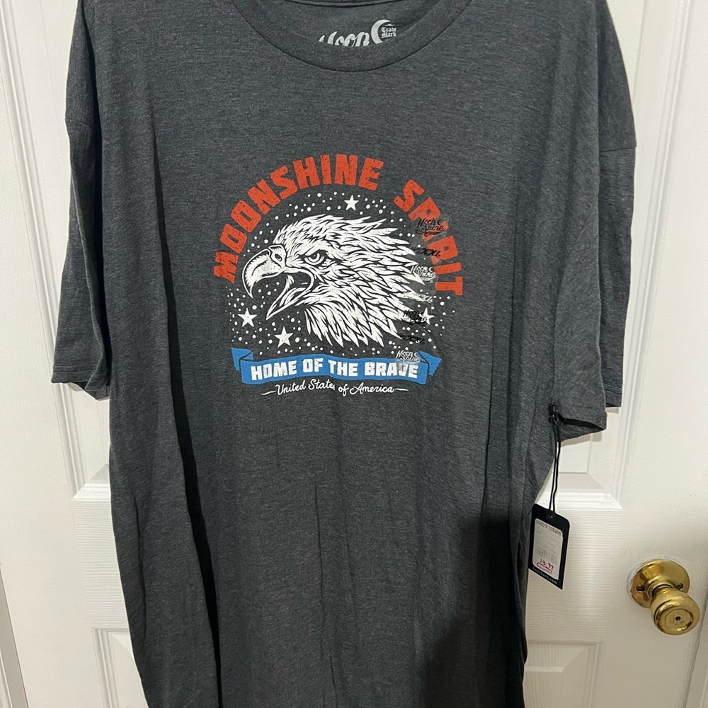 Moonshine Spirit Home of the Brave Gray Graphic T-Shirt XXL